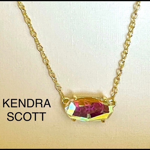 NWT Rare & Retired Kendra Scott Ever Necklace Dichroic & Yellow Gold Amazing! - Picture 10 of 14